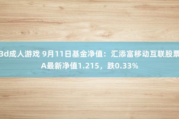 3d成人游戏 9月11日基金净值：汇添富移动互联股票A最新净值1.215，跌0.33%