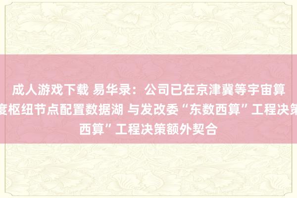 成人游戏下载 易华录：公司已在京津冀等宇宙算力收罗国度枢纽节点配置数据湖 与发改委“东数西算”工程决策额外契合