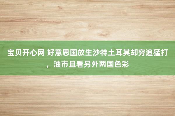 宝贝开心网 好意思国放生沙特土耳其却穷追猛打，油市且看另外两国色彩