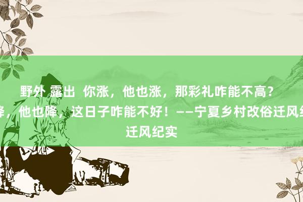 野外 露出  你涨，他也涨，那彩礼咋能不高？ 你降，他也降，这日子咋能不好！——宁夏乡村改俗迁风纪实