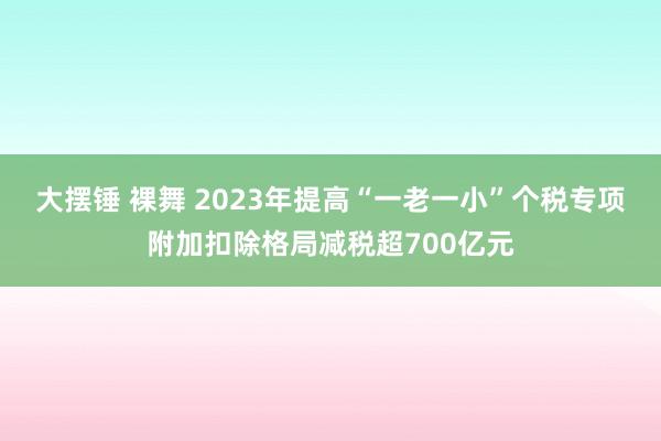 大摆锤 裸舞 2023年提高“一老一小”个税专项附加扣除格局减税超700亿元