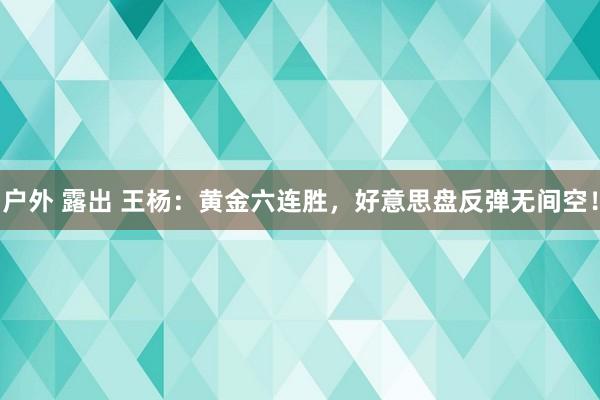 户外 露出 王杨：黄金六连胜，好意思盘反弹无间空！