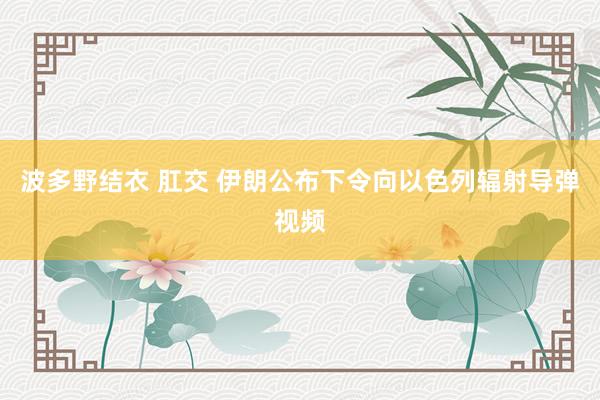 波多野结衣 肛交 伊朗公布下令向以色列辐射导弹视频