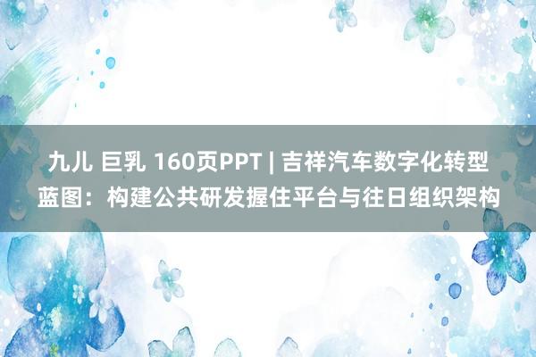 九儿 巨乳 160页PPT | 吉祥汽车数字化转型蓝图：构建公共研发握住平台与往日组织架构