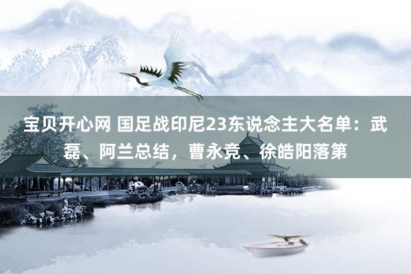 宝贝开心网 国足战印尼23东说念主大名单：武磊、阿兰总结，曹永竞、徐皓阳落第