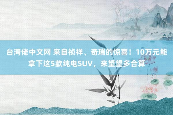 台湾佬中文网 来自祯祥、奇瑞的惊喜！10万元能拿下这5款纯电SUV，来望望多合算