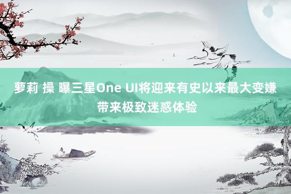 萝莉 操 曝三星One UI将迎来有史以来最大变嫌 带来极致迷惑体验