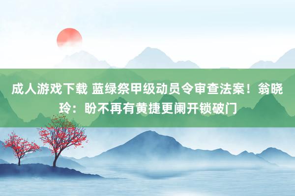 成人游戏下载 蓝绿祭甲级动员令审查法案！翁晓玲：盼不再有黄捷更阑开锁破门