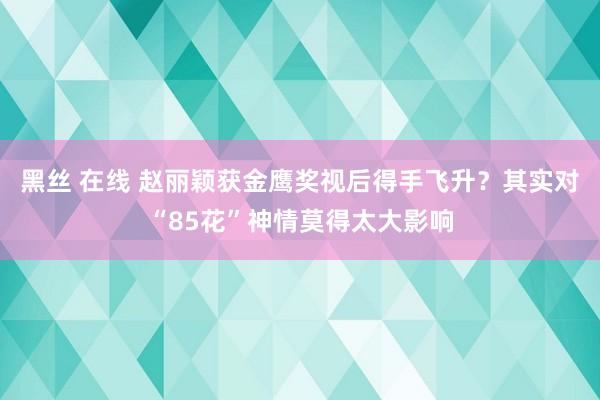 黑丝 在线 赵丽颖获金鹰奖视后得手飞升？其实对“85花”神情莫得太大影响