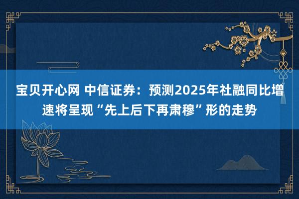 宝贝开心网 中信证券：预测2025年社融同比增速将呈现“先上后下再肃穆”形的走势