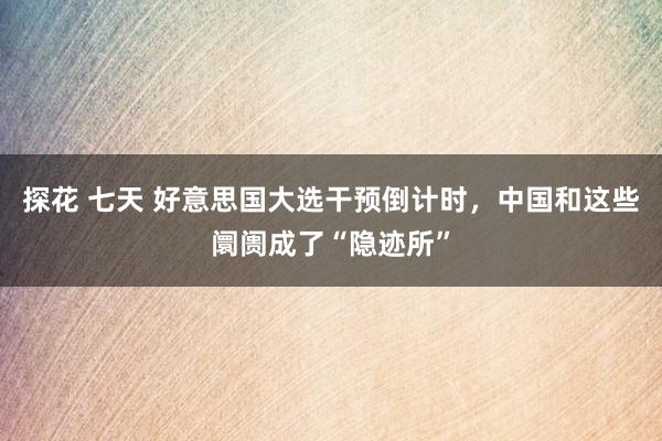 探花 七天 好意思国大选干预倒计时，中国和这些阛阓成了“隐迹所”