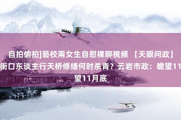 自拍偷拍]藝校兩女生自慰裸聊視頻 【天眼问政】盐务街口东谈主行天桥修缮何时杀青？云岩市政：瞻望11月底