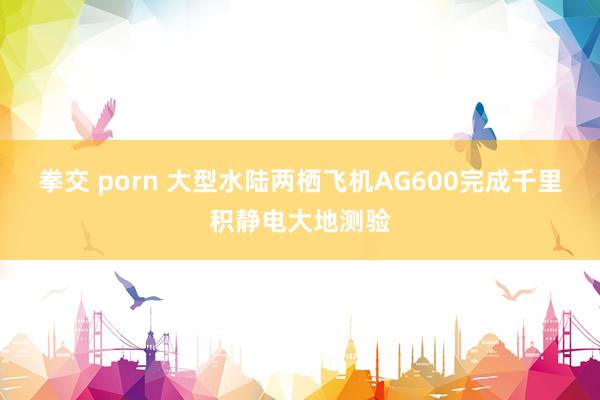 拳交 porn 大型水陆两栖飞机AG600完成千里积静电大地测验