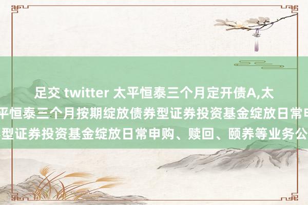 足交 twitter 太平恒泰三个月定开债A，太平恒泰三个月定开债C: 太平恒泰三个月按期绽放债券型证券投资基金绽放日常申购、赎回、颐养等业务公告