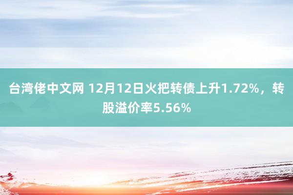 台湾佬中文网 12月12日火把转债上升1.72%，转股溢价率5.56%