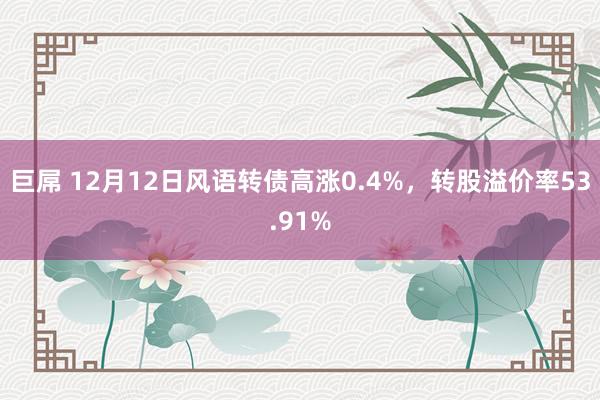 巨屌 12月12日风语转债高涨0.4%，转股溢价率53.91%