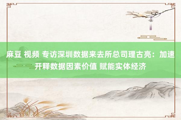 麻豆 视频 专访深圳数据来去所总司理古亮：加速开释数据因素价值 赋能实体经济