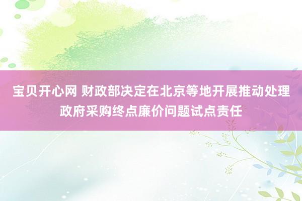 宝贝开心网 财政部决定在北京等地开展推动处理政府采购终点廉价问题试点责任