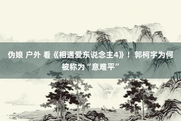 伪娘 户外 看《相遇爱东说念主4》！郭柯宇为何被称为“意难平”