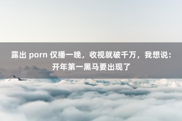 露出 porn 仅播一晚，收视就破千万，我想说：开年第一黑马要出现了